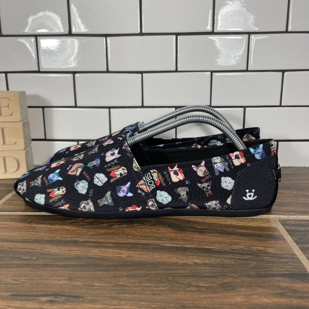 Skechers BOBS Plush Posh Pup Shoes Womens Size 11 Black Comfort Dog Flat
